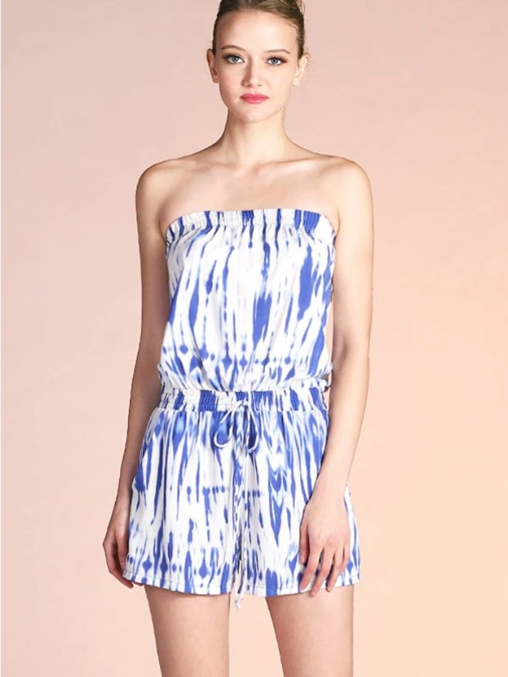 Tyche Isla Tie Dye Romper blue white sz Small